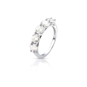 Imagem do produto Anel Moissanite 5mm Meia Aliança com 5 Pedras em Prata 925