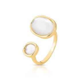 Imagem do produto Anel Com Madrepérola Madre Dome Folheado a Ouro 18K
