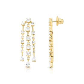 Imagem do produto Brinco de Franja Com Zirconias Crystal Rain Folheado a Ouro 18K