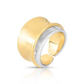 Imagem do produto Anel Aro Largo Aberto MIX Fosco Desing Orgânico Folheado a Ouro 18K