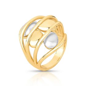 Imagem do produto Anel Mix Vazado com Design Orgânico e Placas Ovais Folheado a Ouro 18K