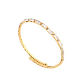 Imagem do produto Pulseira Bracelete Rígido com Baguetes e Pontos de Luz Folheado a Ouro 18K