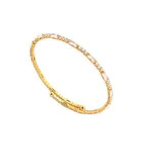 Imagem do produto Pulseira Bracelete Rígido com Zircônia Baguete e Redondos Folheado a Ouro 18K