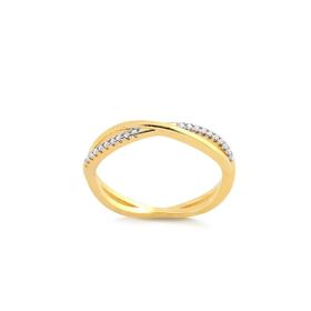 Imagem do produto Anel X Filete Liso E Um Cravejado de Zircônia Folheado a Ouro 18K