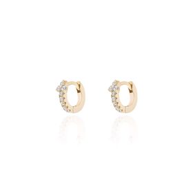 Imagem do produto Brinco Argola de Click com Meia Cravação de Zircônia em Prata 925 Folheado a Ouro 18k