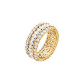 Imagem do produto Anel Fileira de Navetes e Pontos de Luz de Zircônia Folheado a Ouro 18K