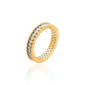 Imagem do produto Anel Meia Aliança com Aro Cravejado de Navetes de Zircônia Folheado a Ouro 18K