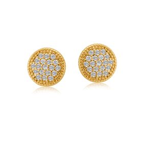 Imagem do produto Brinco Chuveiro Redondo com Zircônia Folheado a Ouro 18K