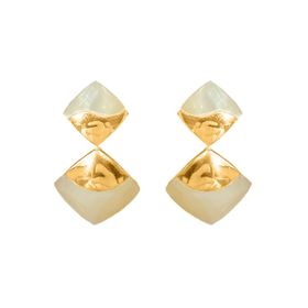 Imagem do produto Brinco Losango Madrepérola com Parte Lisa Folheado a Ouro 18K