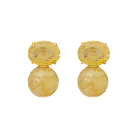Imagem do produto Brinco Rutilo Oval e Redondo Folheado a Ouro 18K