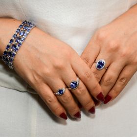 Imagem do produto Pulseira Riviera de Cristais Tanzanita Oval com Zircônias Intercaladas em Prata 925