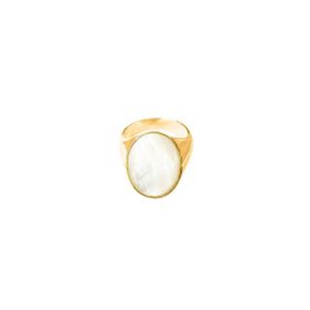 Imagem do produto Anel Aro Liso Madrepérola Oval Folheado a Ouro 18K