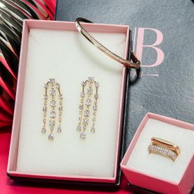 Imagem do produto Brinco de Franja Com Zirconias Crystal Rain Folheado a Ouro 18K