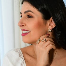 Imagem do produto Brinco Gota Citrino Liso Folheado a Ouro 18K