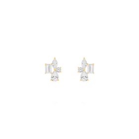 Imagem do produto Brinco com Zircônia Retangular e Navetes Folheado a Ouro 18K