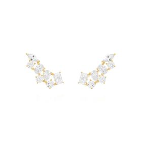Imagem do produto Brinco Cristais Zircônia Diferentes Formatos Folheado a Ouro 18K