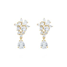 Imagem do produto Brinco Pendente Floral com Cristais Zircônia Folheado a Ouro 18K
