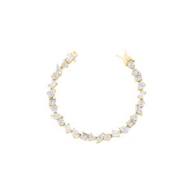 Imagem do produto Pulseira Cristais Zircônia Diferentes Formatos Folheado a Ouro 18K