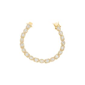 Imagem do produto Pulseira Cristal Oval e Retangular Intercalado com Cravação na Volta Folheado a Ouro 18K