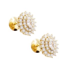 Imagem do produto Brinco Cluster de Zircônias Oval em Prata 925 Folheado a Ouro 18K
