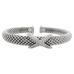 Imagem do produto Pulseira Bracelete Texturizado com X Cravejado de Zircônia em Prata 925