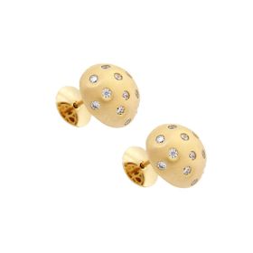 Imagem do produto Brinco Meia Esfera com Zircônias Pontos de Luz em Prata 925 Folheado a Ouro 18K