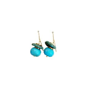 Imagem do produto Brinco Esfera Turquesa com Pedra Verde e Ponto de Luz Folheado a Ouro 18K