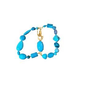 Imagem do produto Pulseira Pedras Naturais Turquesa Folheado a Ouro 18K