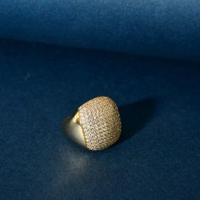 Imagem do produto Anel Pavê de Zircônias com Aro Liso em Prata 925 Folheado a ouro 18K