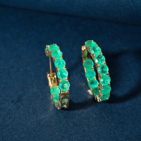 Imagem do produto Brinco Argola de Click com Cristais Paraíba Folheado a Ouro 18K