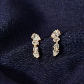 Imagem do produto Brinco Earcuff Cristais Gotas e Oval Folheado a Ouro 18K