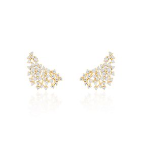 Imagem do produto Brinco Asa de Zircônia Pontos de Luz em Prata 925 Folheado a Ouro 18K