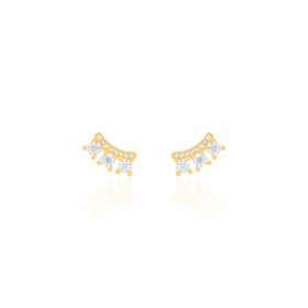 Imagem do produto Brinco Ear Cuff com Zircônias Navete e Redondo Prata 925 Folheado a Ouro 18K