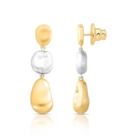 Imagem do produto Brinco Mix de Banho Longo Gotas Fosco Molten Shape Folheado a Ouro 18K