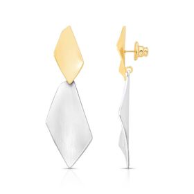 Imagem do produto Brinco Mix de Banhos Longo Fosco Geometic Matte Folheado a Ouro 18K