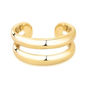 Imagem do produto Pulseira Bracelete Aro Duplo Rígido Curvado Liso Folheado a Ouro 18K