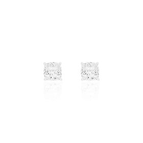 Imagem do produto Brinco Ponto de Luz Zircônia Quadrado 6mm Quatro Garras em Prata 925