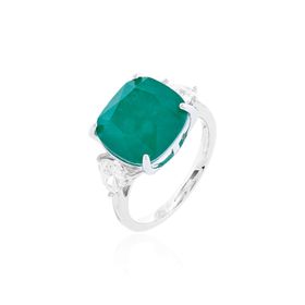 Imagem do produto Anel Cristal Quadrado Esmeralda Com Cristais Triangulo em Prata 925