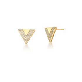 Imagem do produto Brinco Cravejado de Zircônia Trangular Folheado a Ouro 18K