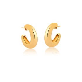 Imagem do produto Brinco Liso Meia Argola Folheado a Ouro 18K