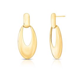 Imagem do produto Brinco Longo Liso Abaluado Oval Pendente Folheado a Ouro 18K