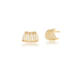 Imagem do produto Brinco Médio Coluna com Zircônias Intercalado Vazado Folheado a Ouro 18K