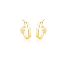Imagem do produto Brinco Meia Argola Lisa Abaluada Anzol Folheado a Ouro 18K