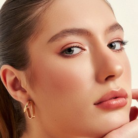 Imagem do produto Brinco Meia Argola Lisa Abaluada Anzol Folheado a Ouro 18K