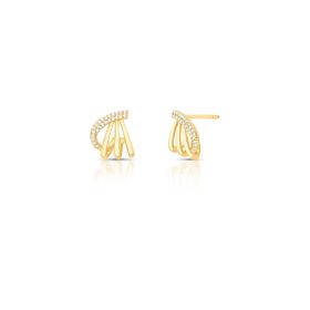 Imagem do produto Brinco Pequeno Linhas de Zircônia Curvo Vazado Folheado a Ouro 18K