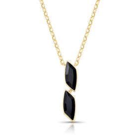 Imagem do produto Colar 2 Navetes Retangular Geométrico Trabalhado Pendente Folheado a Ouro 18K