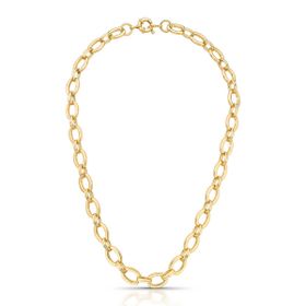 Imagem do produto Colar Liso com Elos Ovais Trabalhado Folheado a Ouro 18K