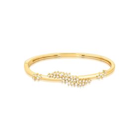 Imagem do produto Pulseira Bracelete Cravejado Folha Curvo Vazado 8mm Folheado a Ouro 18K