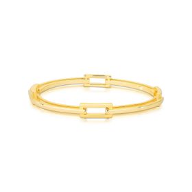 Imagem do produto Pulseira Bracelete Liso Vazado Retangular Elo Folheado a Ouro 18K