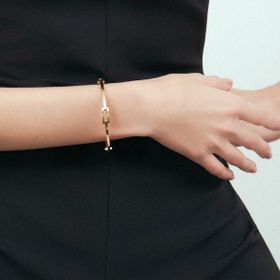 Imagem do produto Pulseira Bracelete Liso Vazado Retangular Elo Folheado a Ouro 18K